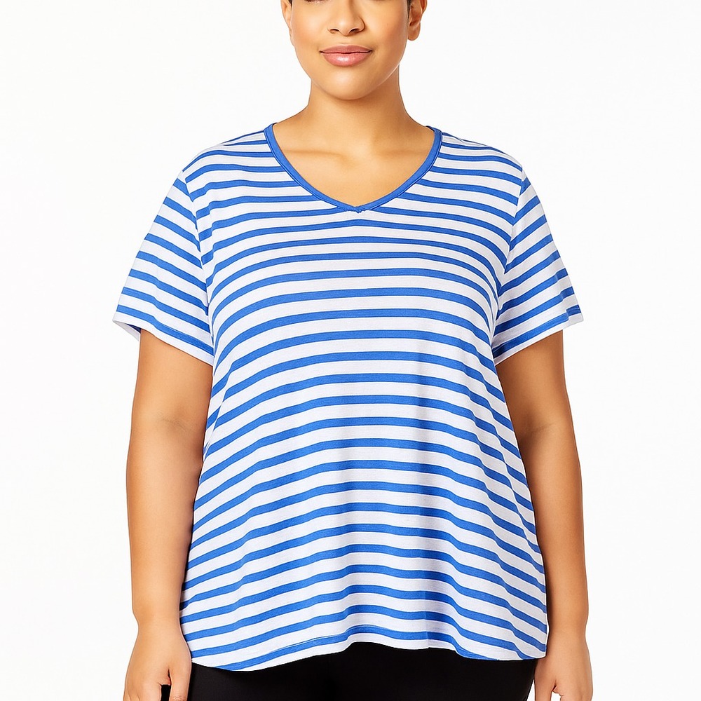 Calvin Klein Performance Womens Twist Front Top Sapphire Blue Size 2X
